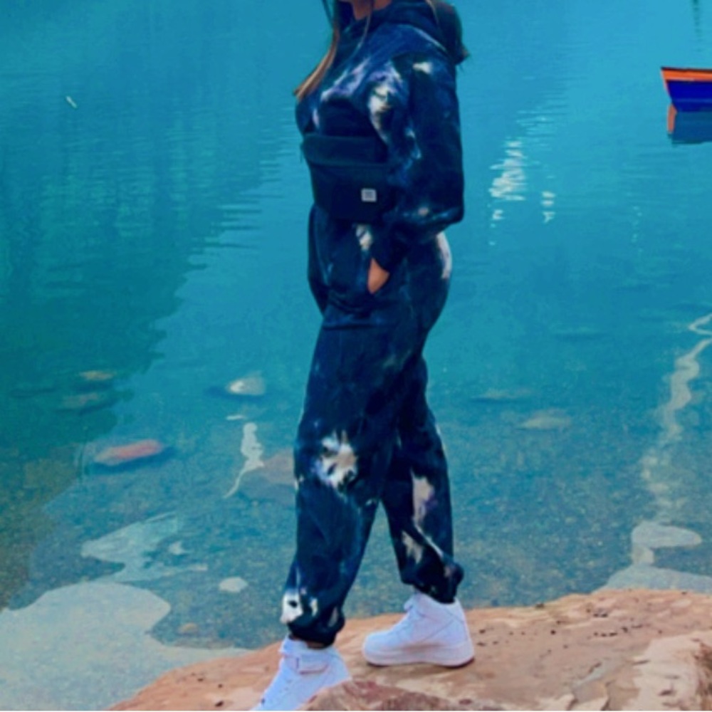 Black and white tie - dye jumpsuit